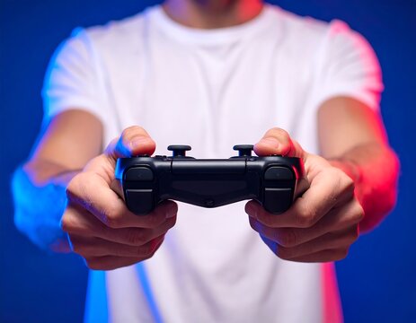 Person holding a game controller