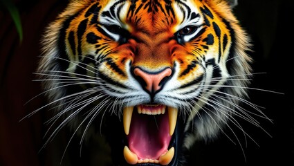 Obraz premium King of the Jungle: Dynamic Bengal Tiger's Roaring Expression