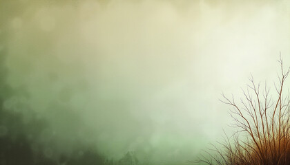 Sage green and beige gradient with bare branches, with space for text