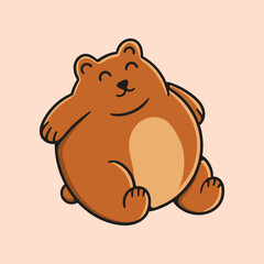 Round Brown Bear Character Looking Cute and Friendly