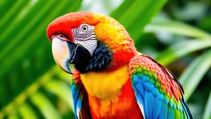 Obraz premium Tropical Bird Brilliance: Scarlet Macaw's Striking Colors