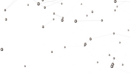 Multi color connected lines and dots network 3d illustration