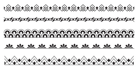 Border with style Art Deco ornament seamless set.