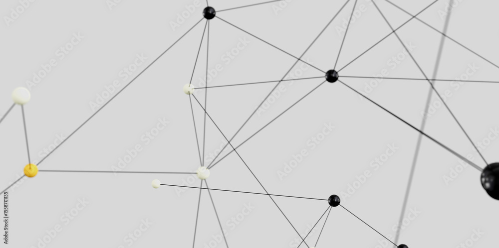 Poster Stock photo of abstract network connection with dots and lines.  Ideal for technology, communication, and connection concepts.
