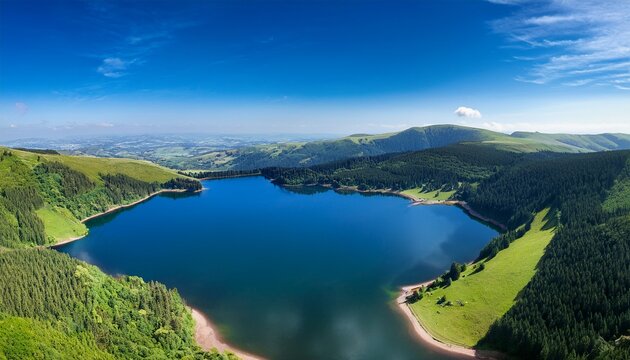 vue aerienne du lac pavin c est un lac d origine volcanique situe dans les monts dore en auvergne