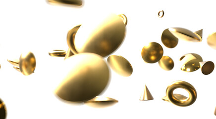 Cascading Splendor: Striking 3D Illustration Showcasing a Dazzling gold Confetti Display