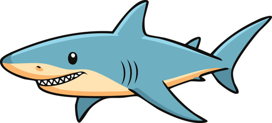 Cartoon illustration of a friendly-looking shark.