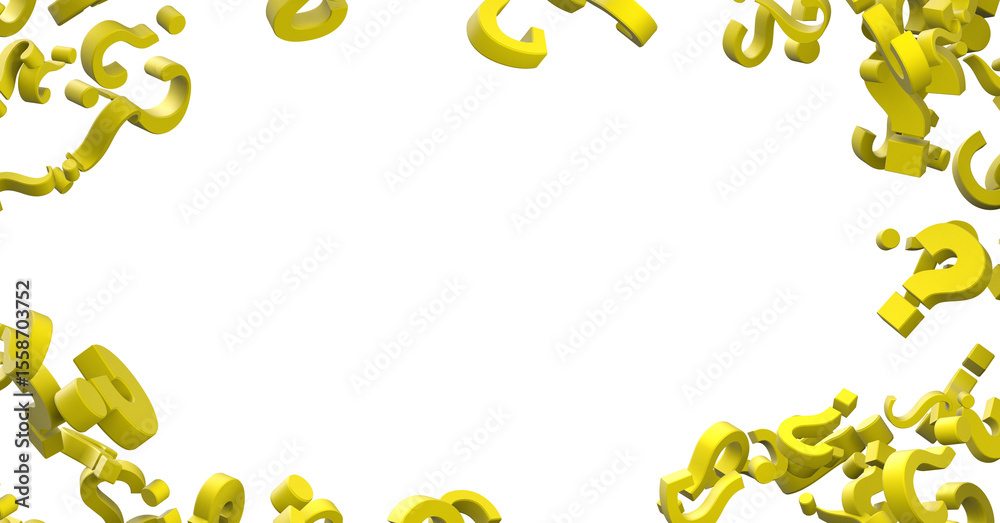 Poster question marks, original 3d rendering