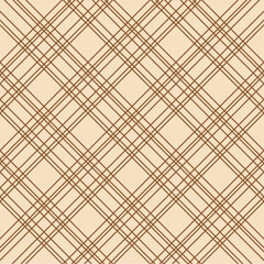 Minimalist Brown Plaid Seamless Pattern – Neutral Diagonal Line Grid