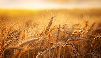 close up of wheat ears on the field golden wheat