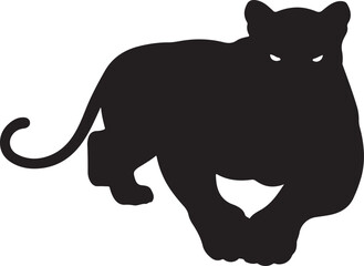 Shadow Panther in silhouette purw white background..