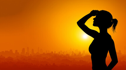 Heat Wave in the City, Woman Shielding Eyes from the Blazing Sun