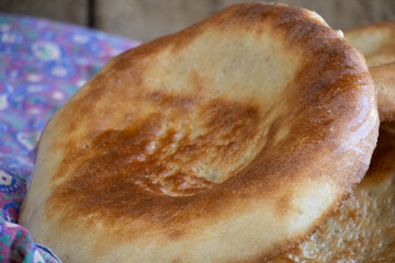 bread making in the village in  Uzbekistan