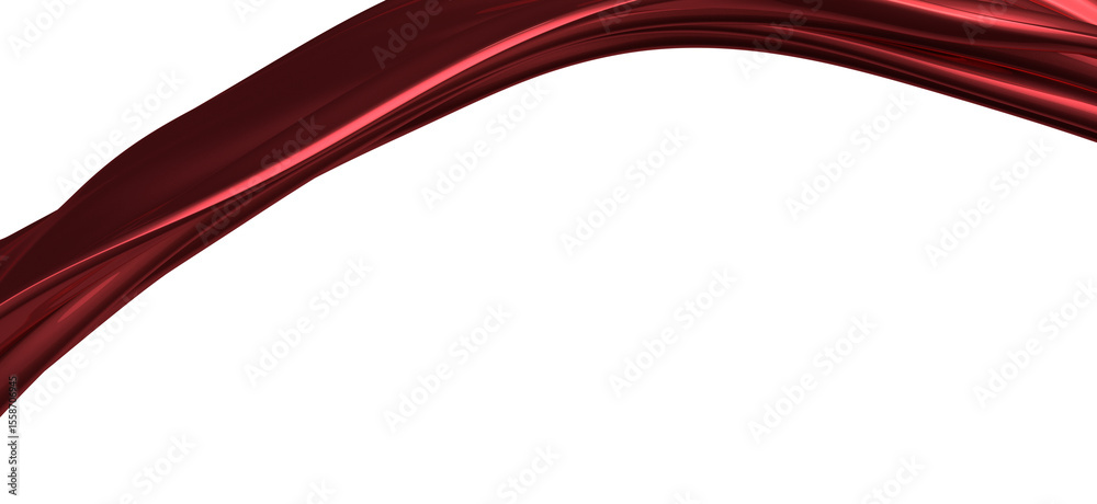 Poster 3d render of abstract red cloth falling.