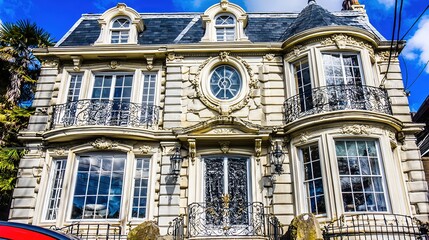 Southern-style home with wrap-around porch, white columns, and rocking chairs, bathed in golden light amid lush greenery. Classic elegance meets 
