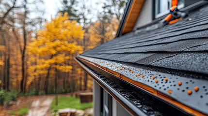 Worker Installing Roof Gutter for Residential Maintenance and Weather Protection Construction Concept