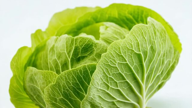 Fresh green lettuce showcasing vibrant leaves and intricate leaf patterns in bright lighting