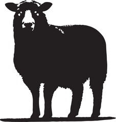 Sheep woolly coat front-facing, full-body white background.