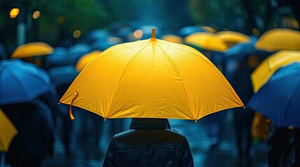 Yellow Umbrella in Crowd for Event and Festival Protection