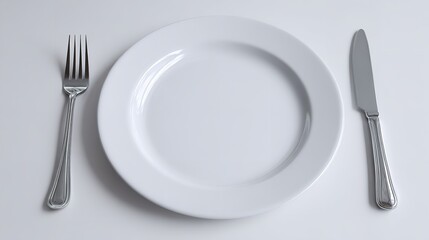 Empty plate setting stock photo with fork and knife for restaurant food photography and design needs