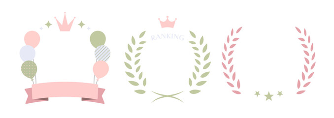 パステルカラーのかわいいお祝い・ランキング・月桂樹のフレームセット(ピンク ベビー 赤ちゃん 子供 かわいい ふんわり)