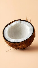A photorealistic, ultra-HD image of a single round slice of coconut.