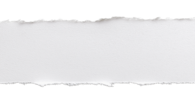 Torn paper piece with ragged edges isolated on white background