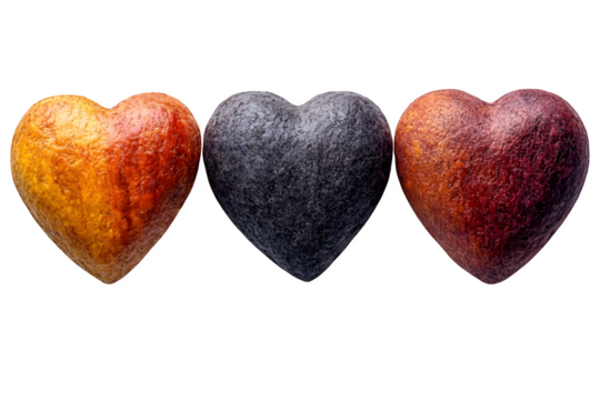 Four heart shapes in row isolated on white background, love symbol pattern