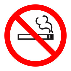 No Smoking Red Circle Prohibition Sign, Universal Symbol Indicating Smoking is Forbidden, Health and Safety: No Smoking Zone Graphic, Clear Prohibition Icon for Smoking Restriction.