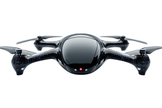 Futuristic drone with sleek design hovering concept technology isolated on white background