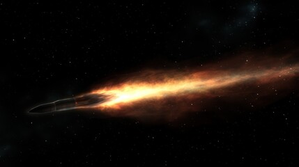 Fiery object streaks across starlit cosmos