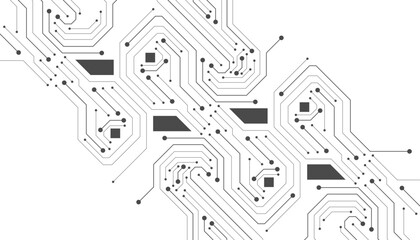 Computer communication cybernetic element. Circuit board vector illustration. High-tech technology background texture.