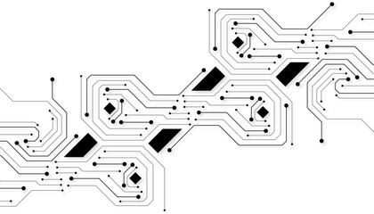 Computer communication cybernetic element. Circuit board vector illustration. High-tech technology background texture.