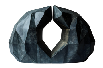 Geometric bookend in matte black isolated on white background