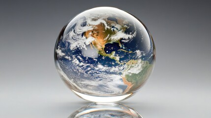 Clear glass globe displaying Earth
