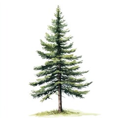 Fototapeta premium Watercolor illustration of a conifer tree