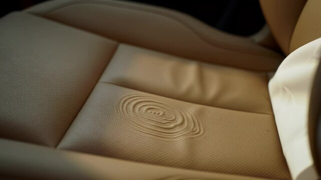 Beige Leather Car Seat Texture Close-Up