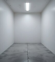 Clean white empty room with concrete floor provides a versatile space ready for customization or interior design concepts.