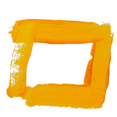 Bright yellow brushstroke frame captures creative expression