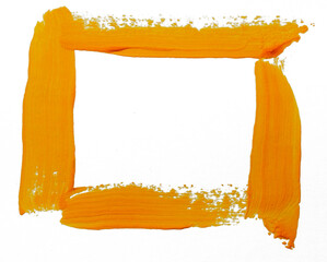 Bright orange frame with textured brush strokes on white background