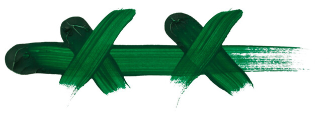 Green brush strokes forming an artistic abstract design on canvas