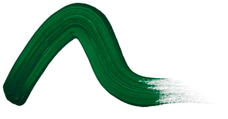 Creative brushstroke of deep green paint on a clean canvas