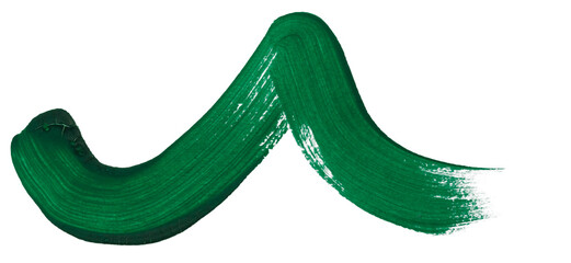 Bold emerald brushstroke creates vibrant texture and depth in art
