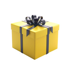 Obraz premium A yellow gift box with a black ribbon bow a present for a special occasion