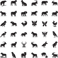 Animal Silhouette Icon Mega Pack Wildlife and Farm