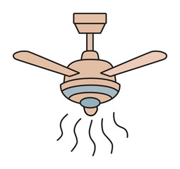 Ceiling fan illustration providing cool air, ideal for designs related to home comfort, climate control, and interior cooling solutions.