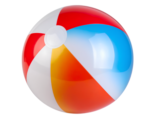 Inflatable Summer Beach Ball in Bold Colors, Transparent PNG