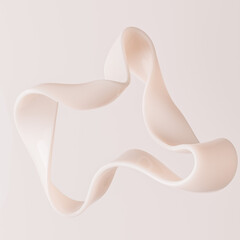 Fototapeta premium abstract creamy swirl, beige fluid texture levitation 3d rendering. Skin care product elegant cosmetic visual concept