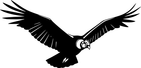 flying condor line art silhouette vector illustration
