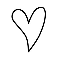 Heart doodles, decorative hearts line art, heart illustration borde, love symbol collection, isolated on white background